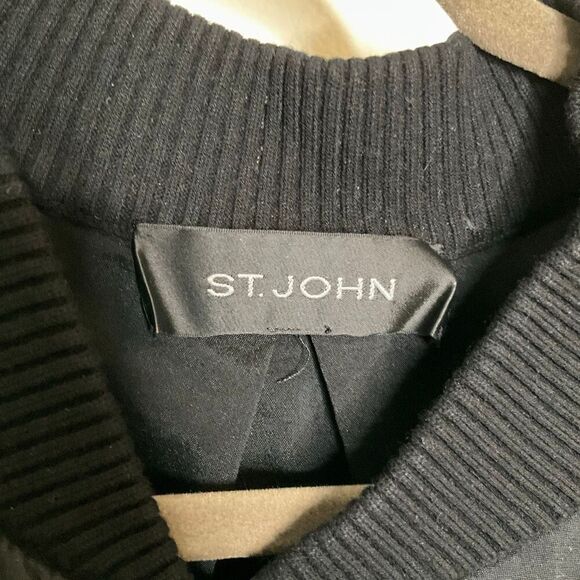 ST. JOHN COLLECTION Stretch Mesh Bomber Jacket Caviar - Picture 6 of 11